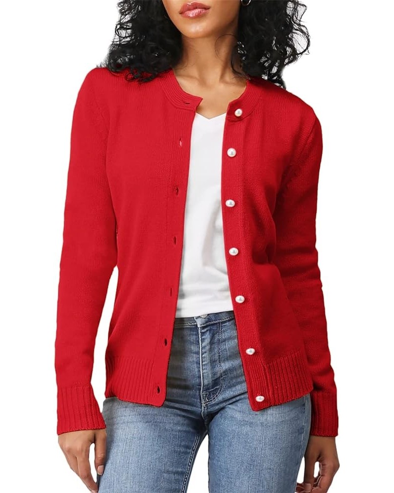 Women's Casual Slim Fit Cardigan Sweaters Long Sleeve Button Down Lightweight Waist Length Oscwocal001-tomato $15.05 Sweaters