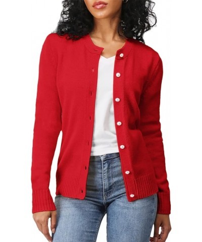 Women's Casual Slim Fit Cardigan Sweaters Long Sleeve Button Down Lightweight Waist Length Oscwocal001-tomato $15.05 Sweaters