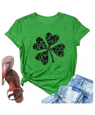 St. Patrick's Day Shirts for Women Lucky Green Shamrock Funny Cute Graphic Tee Tops Irish Gifts Green-bk Logo $11.25 Activewear