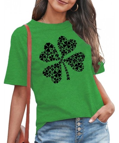 St. Patrick's Day Shirts for Women Lucky Green Shamrock Funny Cute Graphic Tee Tops Irish Gifts Green-bk Logo $11.25 Activewear