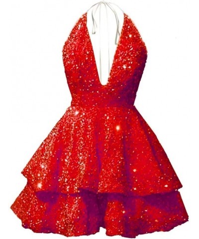 Sequin V Neck Homeming Dresses for Women Prom Dress Short Evening Gowns Formal Red $31.20 Dresses