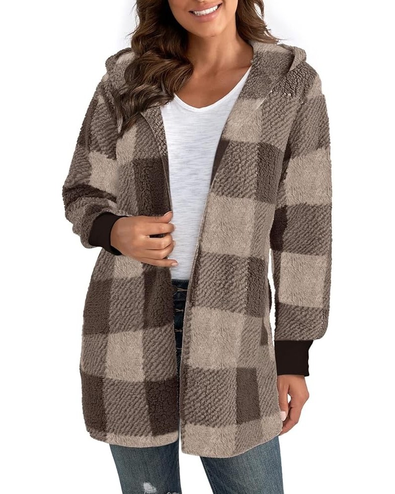 Cardigans for Women Fall Winter Trendy Plaid Printed Long Sleeve Open Front Casual Lightweight Loose Coat Jacket Gifts B06_kh...