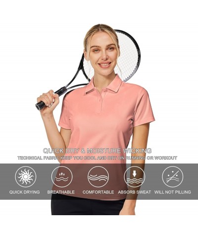 Womens Polo Shirts Golf Shirts Quick Dry Moisture Wicking Black and White Polo Shirt Coral Pink $14.74 Shirts