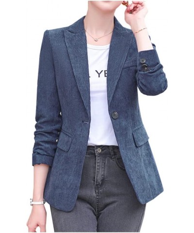 Women's Slim Fit Corduroy Blazer Coat Button Down Long Sleeve Work Office Outerwear Light Blue $18.71 Blazers