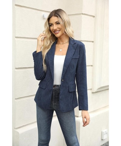 Women's Slim Fit Corduroy Blazer Coat Button Down Long Sleeve Work Office Outerwear Light Blue $18.71 Blazers