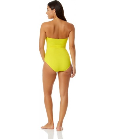 Women's Standard Twist Front Shirred One Piece Swimsuit Yellow Sun $13.64 Swimsuits