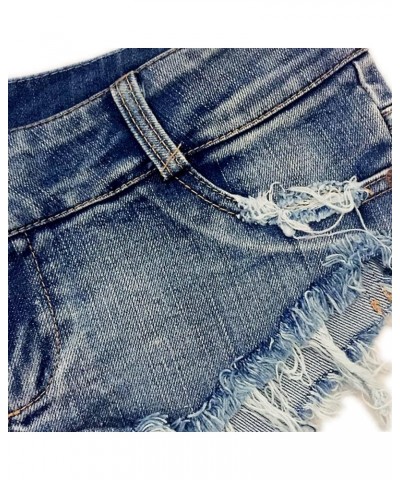 Womens Denim Hot Shorts Low Waist Booty Ripped Jeans Blue $9.65 Shorts