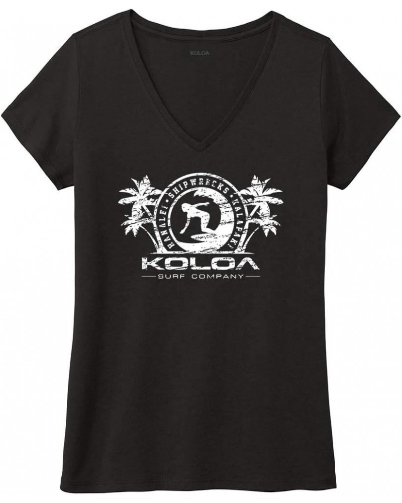 Koloa Surf Womens Surfer Girl Logo Perfect Tri V-Neck Tee in Sizes XS-4XL Black / White Logo $16.17 Activewear