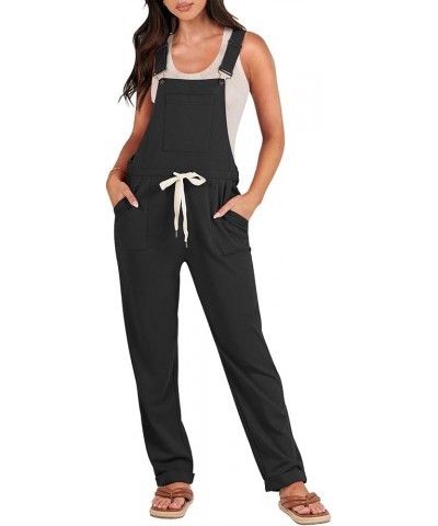 Women's Overalls Jumpsuit Casual Sleeveless Adjustable Tie Straps Drawstring Jumpers Outfits with Pockets Black $17.22 Overalls