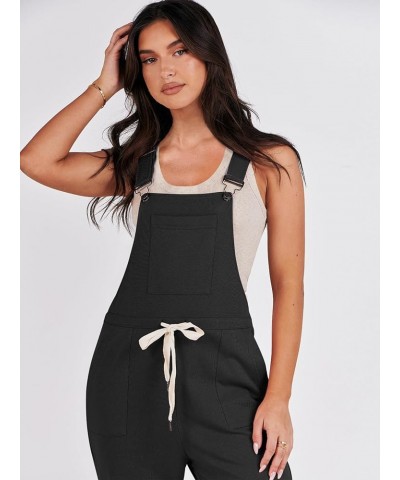 Women's Overalls Jumpsuit Casual Sleeveless Adjustable Tie Straps Drawstring Jumpers Outfits with Pockets Black $17.22 Overalls