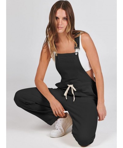 Women's Overalls Jumpsuit Casual Sleeveless Adjustable Tie Straps Drawstring Jumpers Outfits with Pockets Black $17.22 Overalls