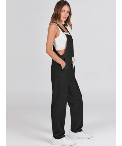 Women's Overalls Jumpsuit Casual Sleeveless Adjustable Tie Straps Drawstring Jumpers Outfits with Pockets Black $17.22 Overalls