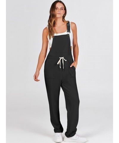 Women's Overalls Jumpsuit Casual Sleeveless Adjustable Tie Straps Drawstring Jumpers Outfits with Pockets Black $17.22 Overalls