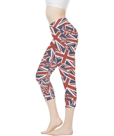 Womens Yoga Pants High Waist Stretch Workout Running Leggings Tummy Control Seamless Capri Sweatpants British Flag $12.25 Act...