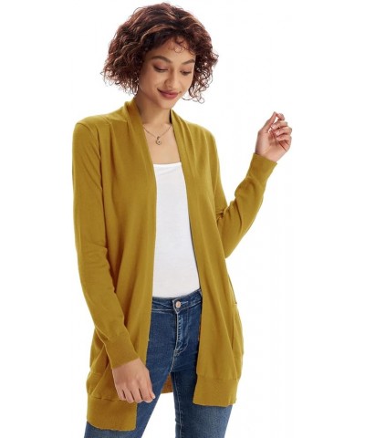 Women Lightweight Cardigan Sweaters with Pocket Long Sleeve Shrugs Mustard $23.77 Sweaters