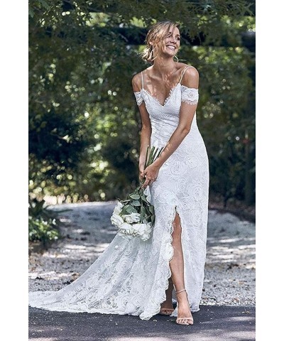 Bohemia Mermaid Wedding Dresses Lace Bridal Dresses Beach Garden Ivory Bridal Gowns with Pocket Ivory-style4 $41.44 Dresses