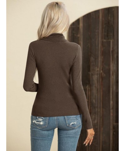 Sweaters for Women Winter Autumn Knit Long Sleeve Tops Slim Fit Turtleneck Sweaters Tops Pullover D Coffee $11.99 Sweaters