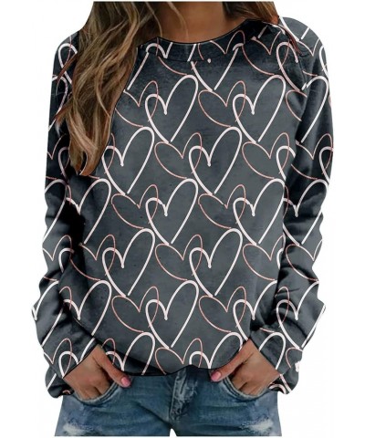 Womens Casual Loose Pullover Tops Valentine's Day Print Sweater Tshirt Printed Large Size Crew Neck Sweatshirt Gray-7 $10.91 ...