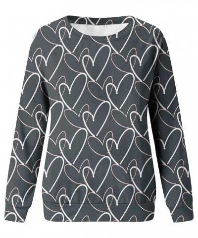 Womens Casual Loose Pullover Tops Valentine's Day Print Sweater Tshirt Printed Large Size Crew Neck Sweatshirt Gray-7 $10.91 ...