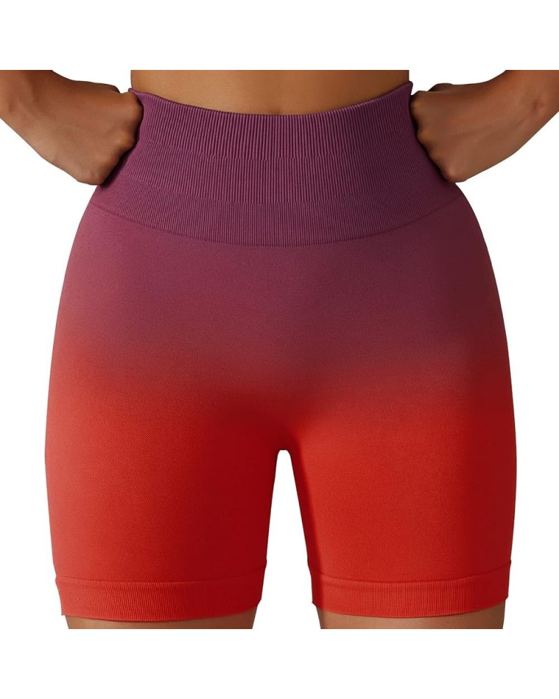 Women's Tie Dye Solids Butt Lifting High Waisted Seamless Bike Shorts for Gym Exercise Workout Yoga Running Wine Red $7.79 Ac...