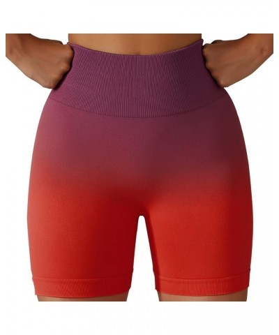 Women's Tie Dye Solids Butt Lifting High Waisted Seamless Bike Shorts for Gym Exercise Workout Yoga Running Wine Red $7.79 Ac...