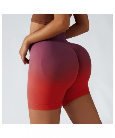 Women's Tie Dye Solids Butt Lifting High Waisted Seamless Bike Shorts for Gym Exercise Workout Yoga Running Wine Red $7.79 Ac...