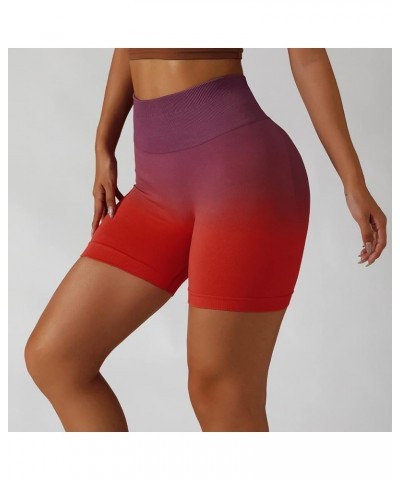 Women's Tie Dye Solids Butt Lifting High Waisted Seamless Bike Shorts for Gym Exercise Workout Yoga Running Wine Red $7.79 Ac...