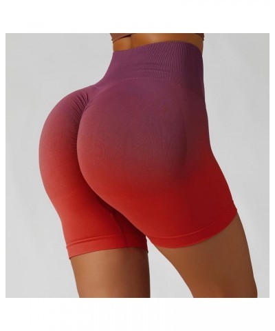 Women's Tie Dye Solids Butt Lifting High Waisted Seamless Bike Shorts for Gym Exercise Workout Yoga Running Wine Red $7.79 Ac...