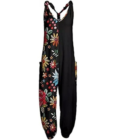 Boho Plus Size Harem Jumpsuit African Wide Leg Bib Palazzo Pants Sleeveless Long Overalls Romper… Black $22.94 Jumpsuits