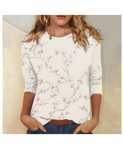 Summer Tops for Women, Womens Tops 3/4 Sleeve Crewneck Cute Shirts Casual Print Trendy Tops Summer T Shirt 2-beige $8.87 T-Sh...