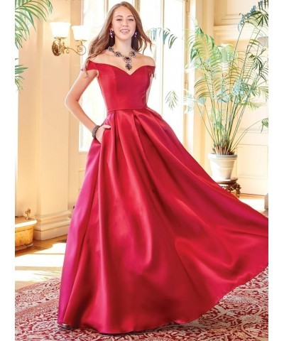 Off Shoulder Prom Dresses Long Ball Gowns Satin Formal Dresses for Women Evening Gowns with Pockets Ivory $36.00 Dresses