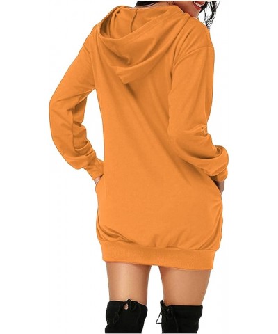 Womens Hooded Sweatshirt Dress Neon Color Hoodies Pullover Hooded Comfy Tunic Dress Fall Fashion Outfits Clothing J036-orange...