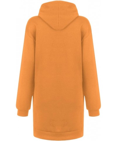 Womens Hooded Sweatshirt Dress Neon Color Hoodies Pullover Hooded Comfy Tunic Dress Fall Fashion Outfits Clothing J036-orange...