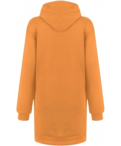 Womens Hooded Sweatshirt Dress Neon Color Hoodies Pullover Hooded Comfy Tunic Dress Fall Fashion Outfits Clothing J036-orange...