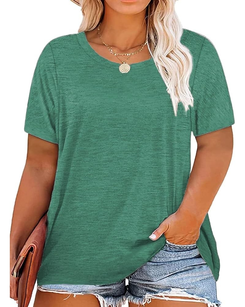 Plus Size Summer T Shirts Women Tops Short Sleeve Round Neck Casual Loose Fit Tee Tshirts Tunic 02-coral Green $16.52 T-Shirts