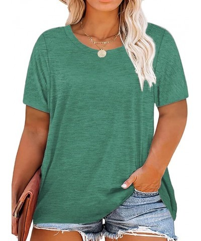 Plus Size Summer T Shirts Women Tops Short Sleeve Round Neck Casual Loose Fit Tee Tshirts Tunic 02-coral Green $16.52 T-Shirts