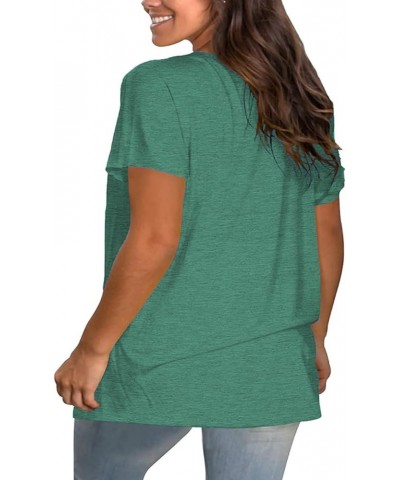 Plus Size Summer T Shirts Women Tops Short Sleeve Round Neck Casual Loose Fit Tee Tshirts Tunic 02-coral Green $16.52 T-Shirts