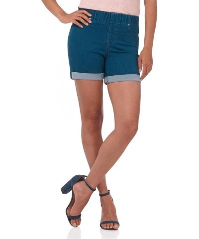 Secret Figure Denim Women's 5 inch Pull-On Jean Short with Slim Cuff Malibu Blue Solid $27.93 Shorts