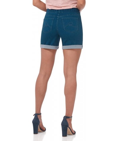 Secret Figure Denim Women's 5 inch Pull-On Jean Short with Slim Cuff Malibu Blue Solid $27.93 Shorts