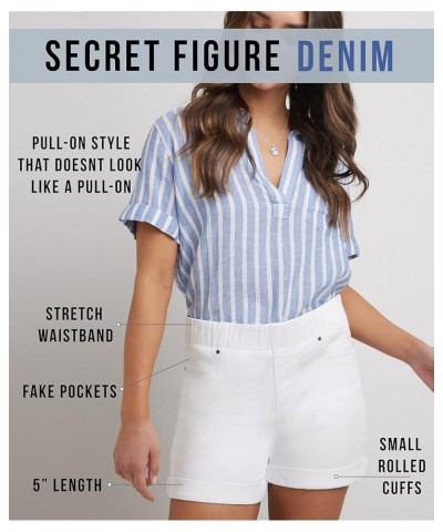 Secret Figure Denim Women's 5 inch Pull-On Jean Short with Slim Cuff Malibu Blue Solid $27.93 Shorts