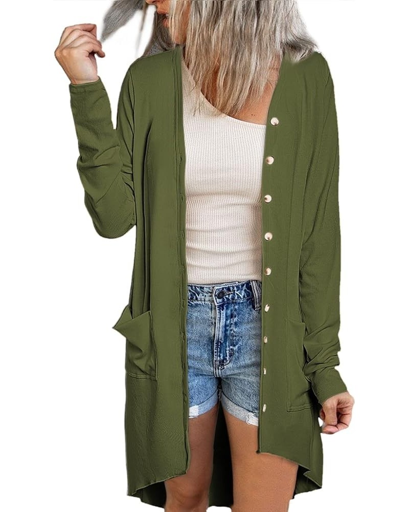 Womens 2023 Fashion Casual Open Front Printed Cardigans Sweaters Thin Coats Jackets Outerwear A Green2(with Buttons, With Poc...