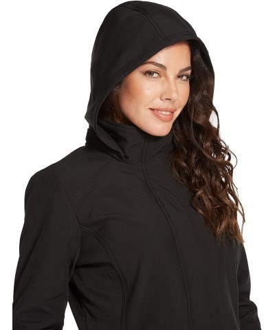 Womens Raincoat Lightweight Softshell Water Resistant Rain Jacket with Detachable Hood Black $28.60 Coats