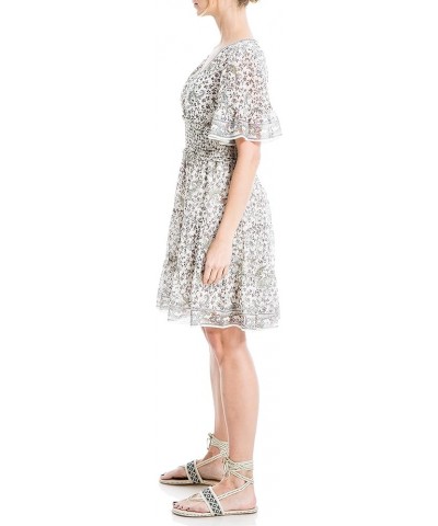 Women's Sleeve Tiered Short Dress Ivory Fall Berry Floral $15.16 Dresses