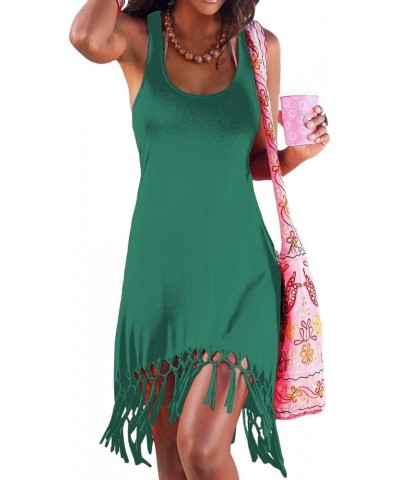 Women's Summer Swimsuit Beach Dress Bathing Suit Cover Up Vacation Fringe Dresses Mint Green $15.17 Swimsuits