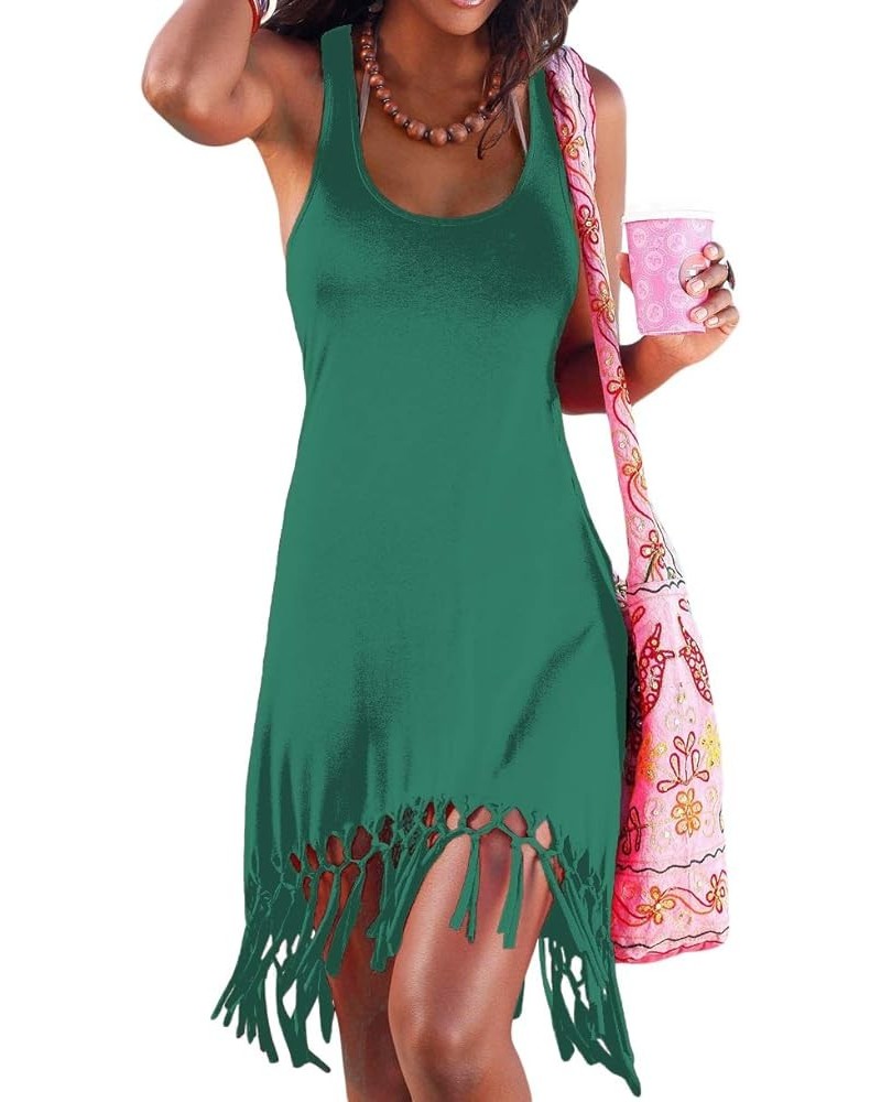 Women's Summer Swimsuit Beach Dress Bathing Suit Cover Up Vacation Fringe Dresses Mint Green $15.17 Swimsuits