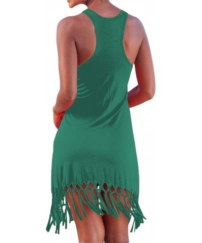 Women's Summer Swimsuit Beach Dress Bathing Suit Cover Up Vacation Fringe Dresses Mint Green $15.17 Swimsuits