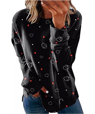 Women's Fashion Printed Oversized Sweatshirt Fleece Tunic Blouses Crewneck Long Sleeve Pullover Tops Dressy Casual 015 Black ...