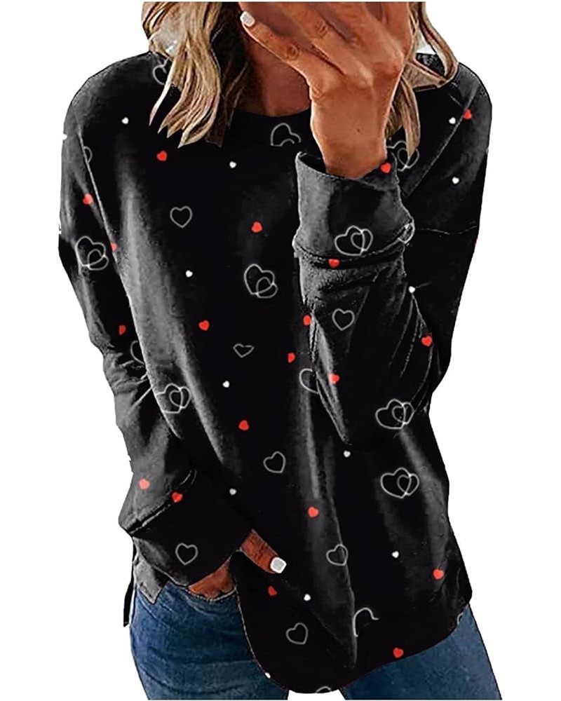 Women's Fashion Printed Oversized Sweatshirt Fleece Tunic Blouses Crewneck Long Sleeve Pullover Tops Dressy Casual 015 Black ...