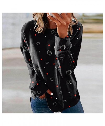 Women's Fashion Printed Oversized Sweatshirt Fleece Tunic Blouses Crewneck Long Sleeve Pullover Tops Dressy Casual 015 Black ...