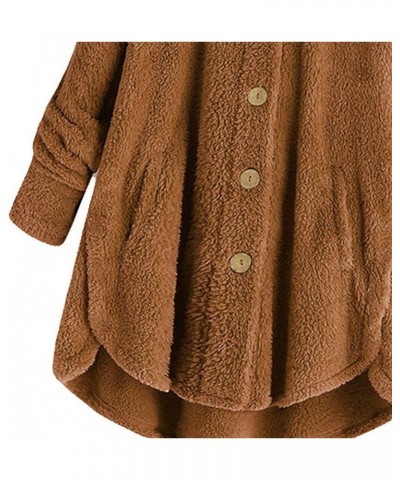 Winter Coats for Women,Plus Size Fleece Sherpa Jacket Thicken Warm Jacket Fashion Hooded Overcoat with Fur Hood 11❉❉brown $8....